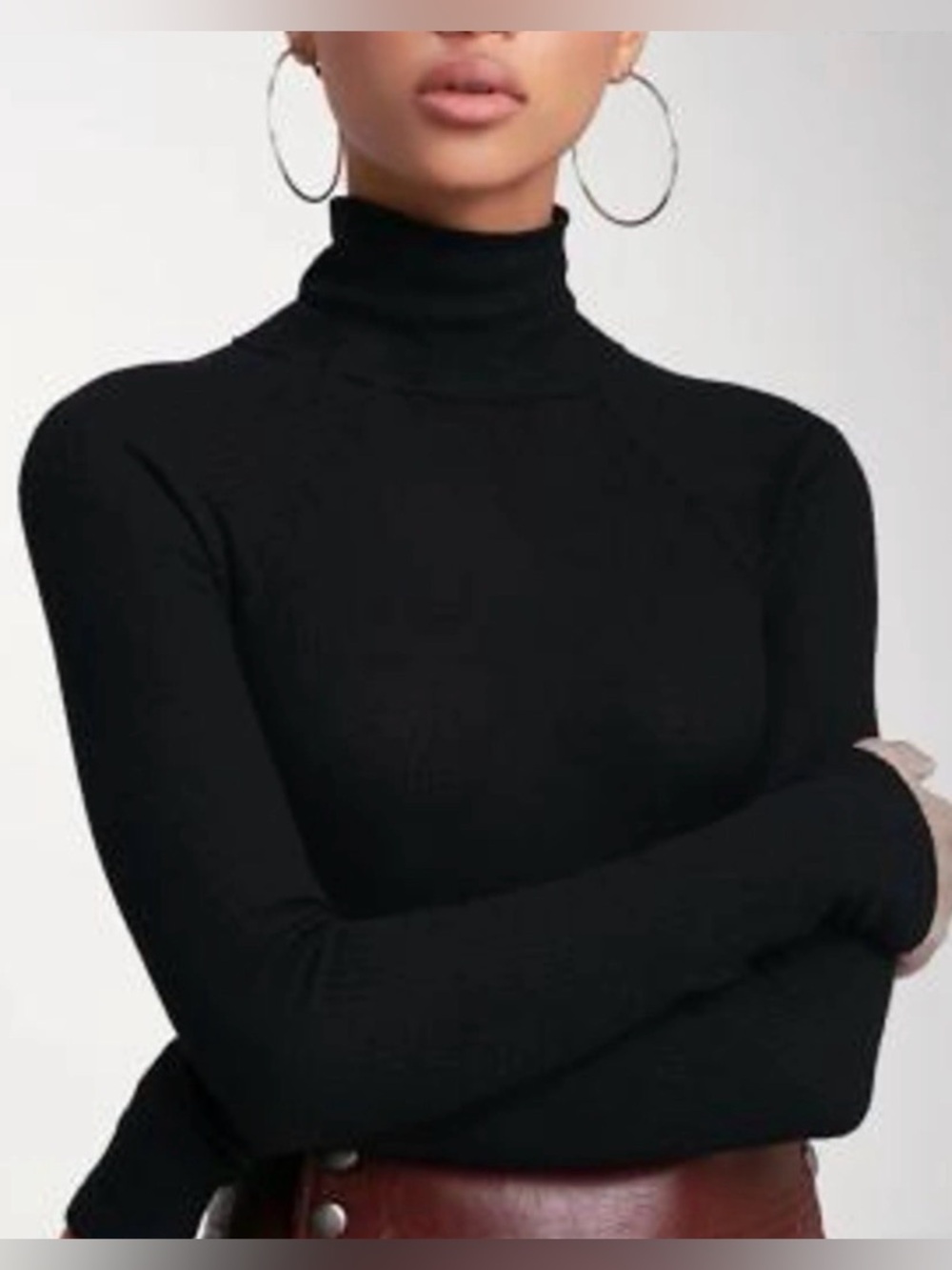 Zara High Neck Knit Sweater in Black